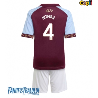 Aston Villa Ezri Konsa #4 Echipament de Fotbal Replică 2025-26 Copii Acasa (+ Șorturi)